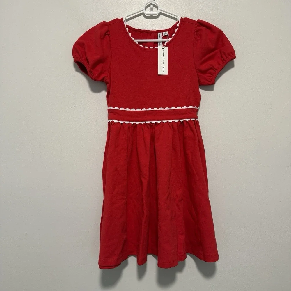 Janie and Jack NWT Red Ric Rac Trim Ponte Dress Size Girl 12